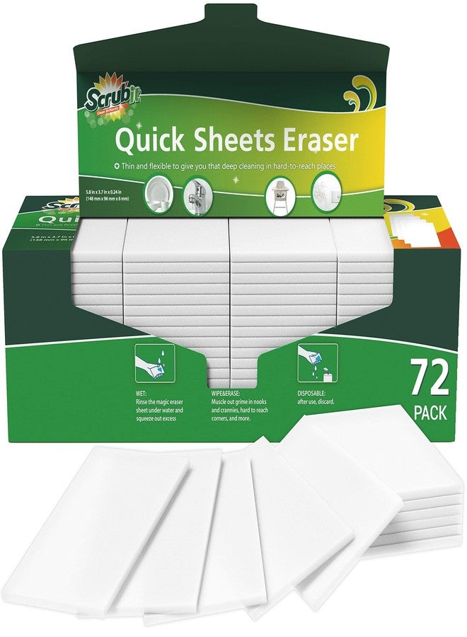 SCRUBIT Eraser Sheets – 72 Pack Disposable Magic Cleaning sponges - All Purpose Household Cleaner Pads for Kitchen Couch and Bathroom - Image 1